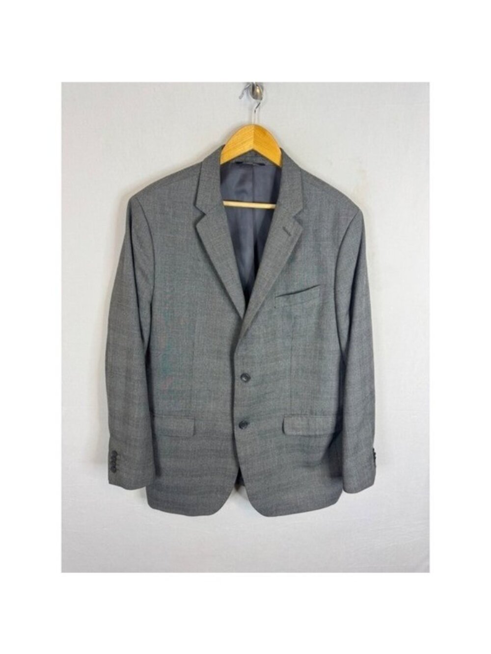 Banana Republic Tailored Slim Gray Glen Check Suit Jacket Blazer Mens 46 Regular
